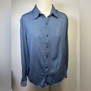 DKNY Men’s Knit Long Sleeve Button Down Sport Shirt - Size Large